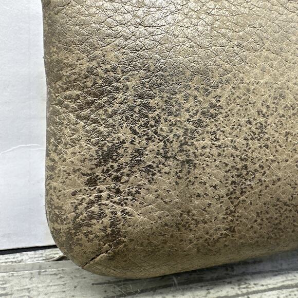 fossil coin purse Double Zip Gold Shimmer Brown Leather CP {QQ} - Picture 6 of 14